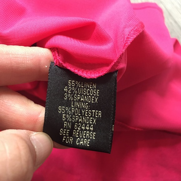 Artelier by Nicole Miller Bodycon Dress Sleeveless Linen Ruffled Hot Pink Size 6 - Picture 4 of 8